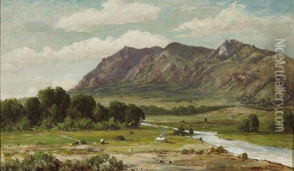 California Landscape, Thought To Be Sutterbuttes Oil Painting - William Jackson