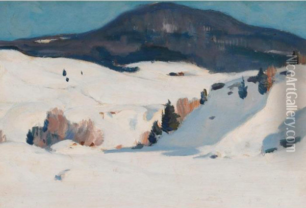 River In Winter, Baie St. Paul Oil Painting - Clarence Alphonse Gagnon