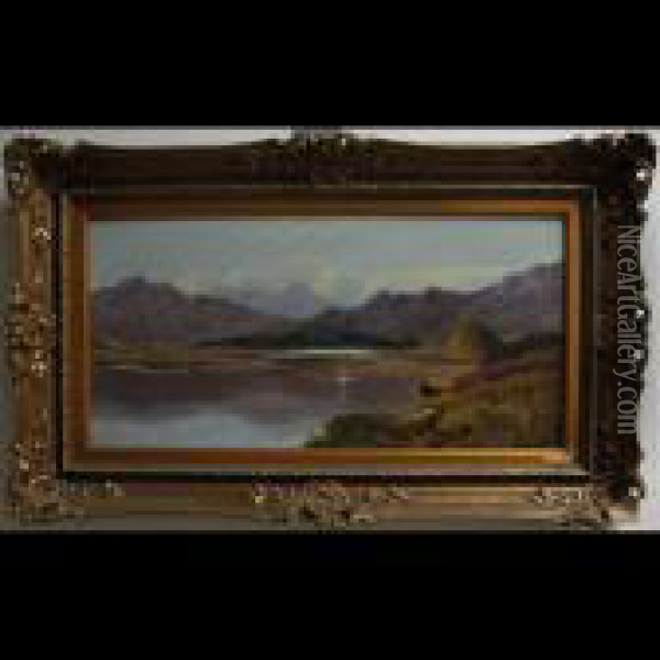 Highland Lake Scene Oil Painting - Charles Leslie