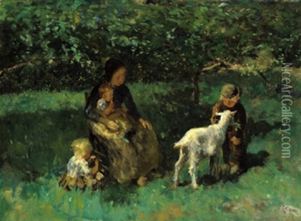 Sommerliche Familienidylle Oil Painting - Jacob Simon Hendrik Kever