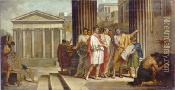 The Emperor Augustus Ordering The Adornment Of Rome Oil Painting - Joseph Paelinck