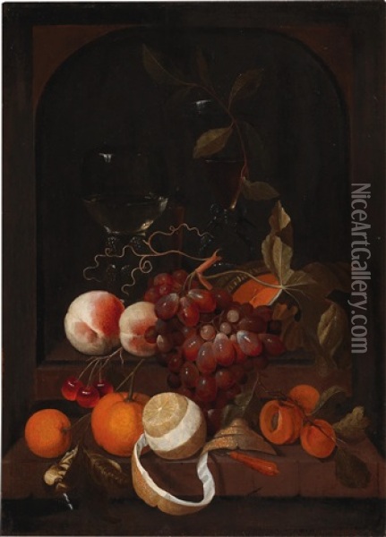 A Still Life Of Fruit Oil Painting - Jakobus Rootius