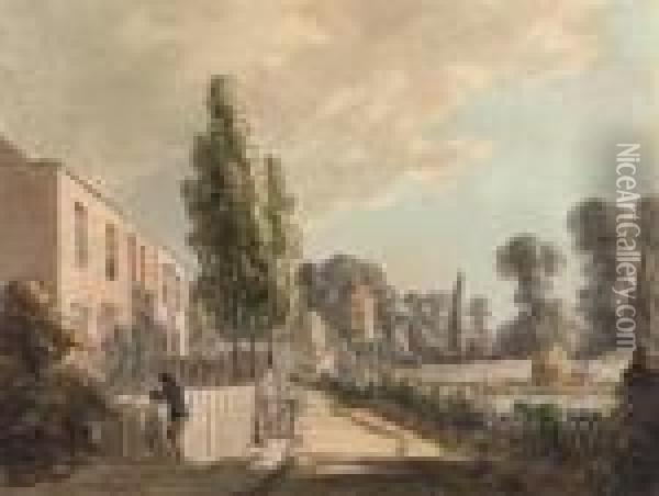 The Path To Craven Hill, With Kensington Gardens Oil Painting - Paul Sandby