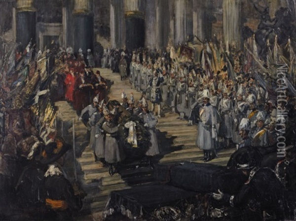 The Funeral Service Of Adolf Menzel Oil Painting - Wilhelm Pape