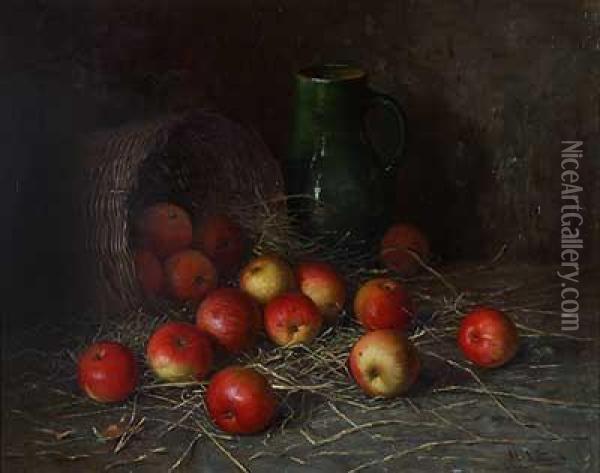 Apfelkorb Und Krug Oil Painting - Aloys Eckardt