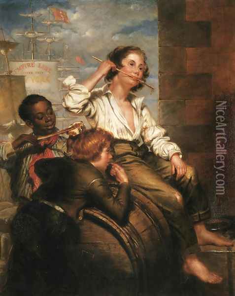 Boys Pilfering Molasses Oil Painting - George Henry Hall