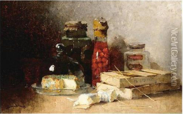 Still Life With Cheese Oil Painting - Henri-Gaston Darien