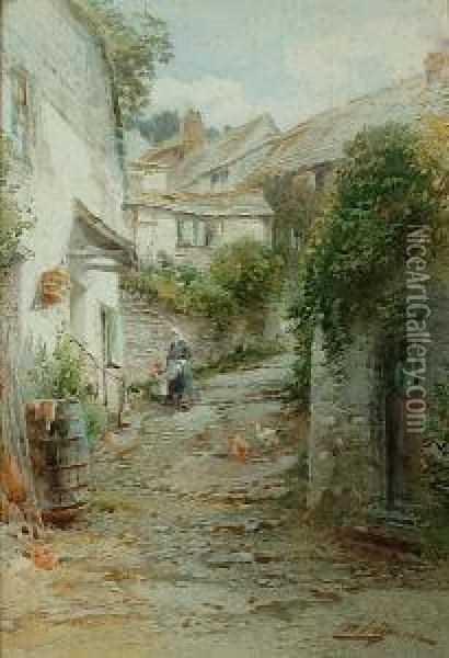 Clovelly Oil Painting - Alfred Leymann