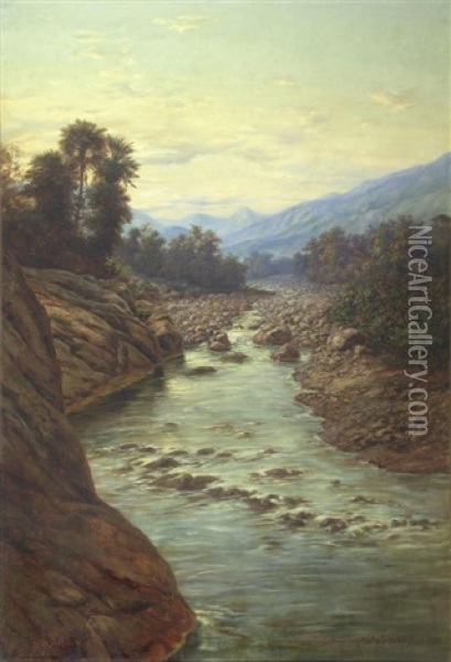 El Rio Capilla Del Monte. Prov. De Cordoba Oil Painting - Adolf Methfessel