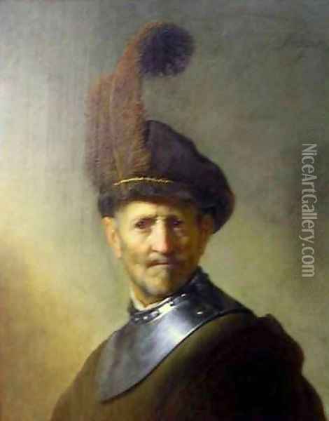 An Old Man in Military Costume Oil Painting - Rembrandt Van Rijn