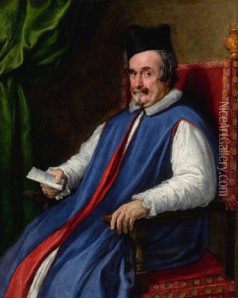 Portrait Of Monsignor Cristoforo Segni (d. 1661), Maggiordomo To Pope Innocent X Oil Painting - Diego Velazquez