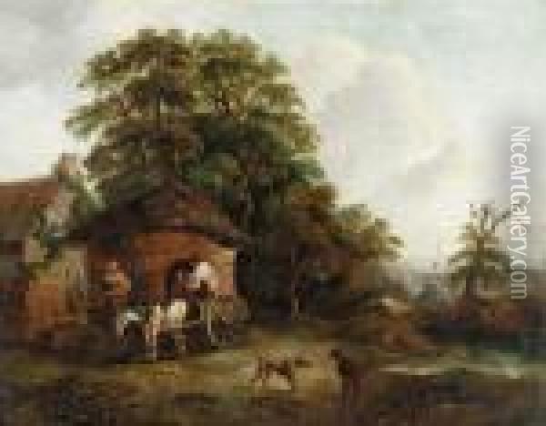 Cottage In Surrey Oil Painting - George Morland
