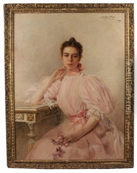 Portrait Of Elizabeth Alvina Hyde Oil Painting - Theobald Chartran