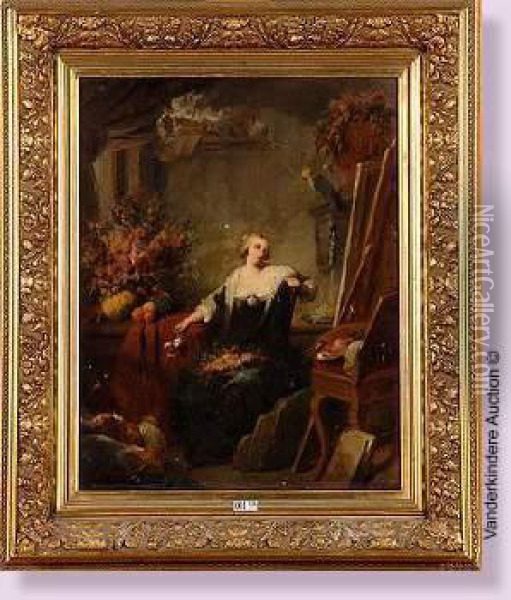 La Peintre De Fleurs Maria Van Osterwyck Dans Son Atelier Oil Painting - Petrus Kremer