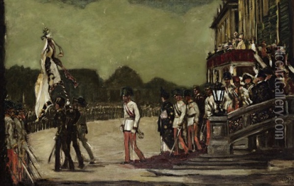 Truppenparade: Kaiser Franz Joseph I. Vor Schonbrunn Oil Painting - Walter Ditz