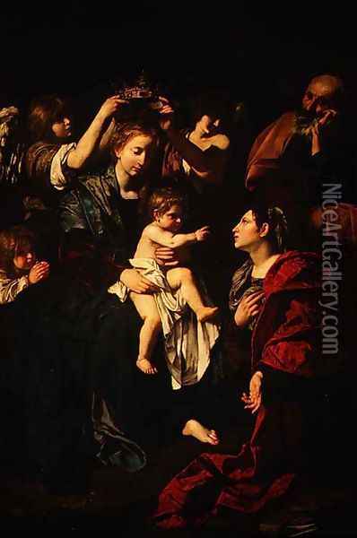 The Holy Family with St.Catherine Oil Painting - Bartolomeo Cavarozzi