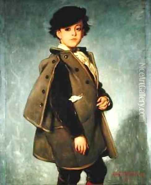Edmond Dehodencq 1860-87 wearing an Inverness cape Oil Painting - Alfred Dehodencq