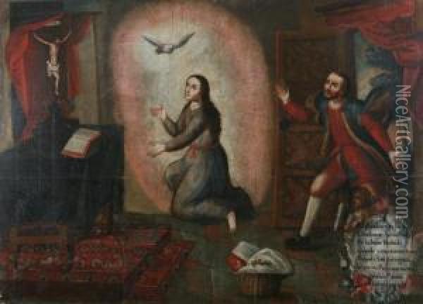Annunciation Oil Painting - Juan Zapata