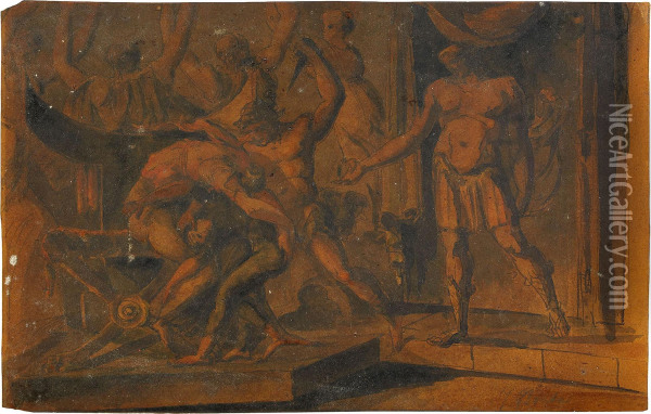 Caracallas Mord Pa Sin Bror Geta Oil Painting - Carl August Ehrensvard