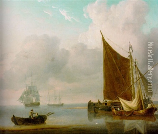 Dutch Craft At Anchor Oil Painting - Charles Martin Powell