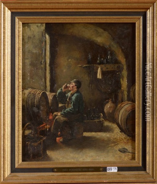 Le Bon Buveur En Cave Oil Painting - Pieter J. Verhaert