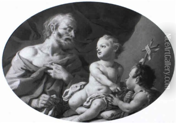 San Giuseppe Con Ges- Bambino E San Giovannino Oil Painting - Pietro Bardellino