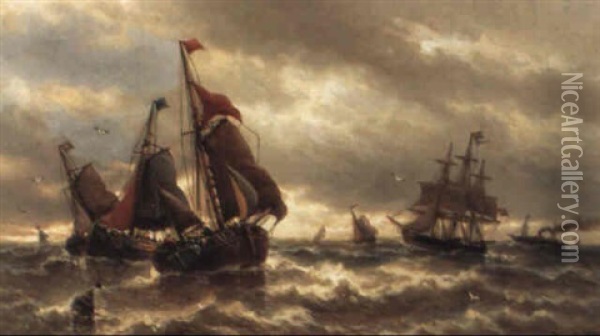 Pecheurs De La Mer Du Nord Oil Painting - Auguste Henri Musin
