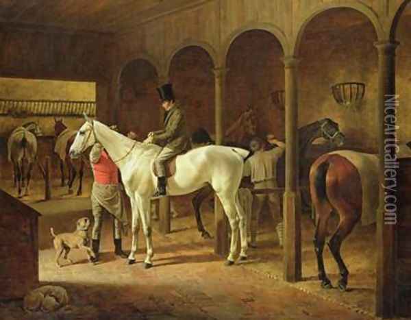 In a Stable Oil Painting - Franz Kruger