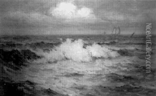 Ship At Sea Oil Painting - George F. Schultz