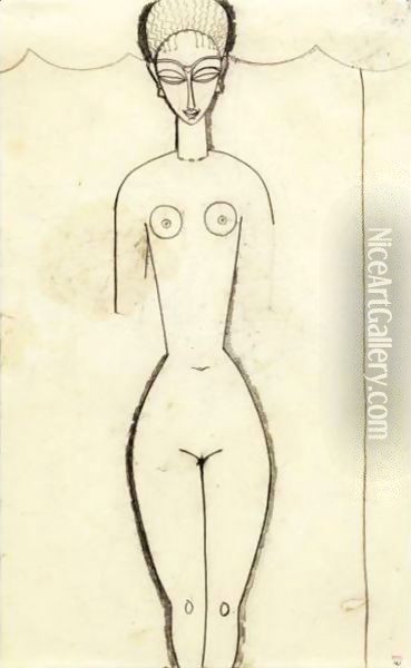 Femme Nue De Face Oil Painting - Amedeo Modigliani