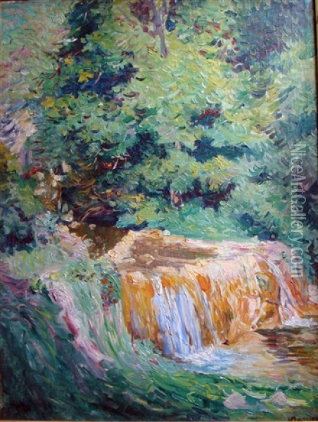 La Cascade Oil Painting - Henrik Georges Charrier