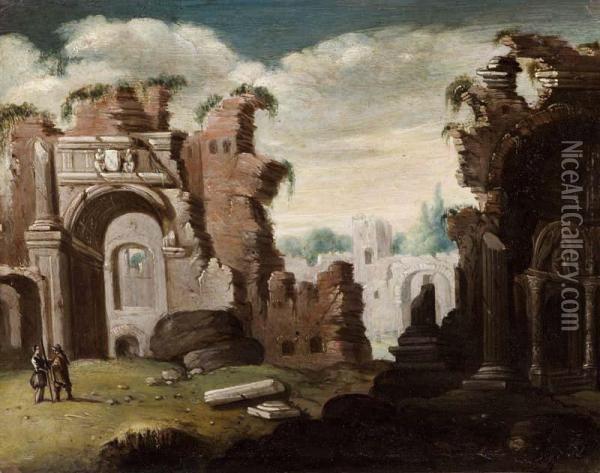 Paesaggio Con Rovine E Figure Oil Painting - Horatius Hooch