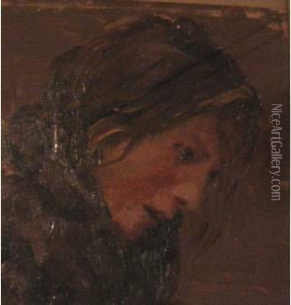 Jeune Femme Au Chle Oil Painting - Francis Tattegrain