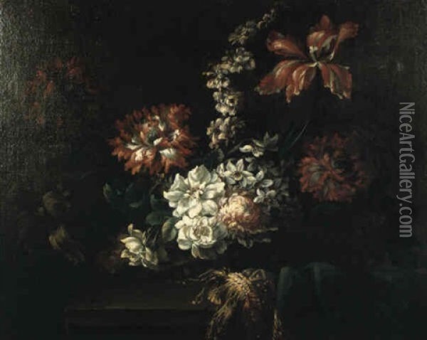 Vase De Fleurs Oil Painting - Antoine Monnoyer