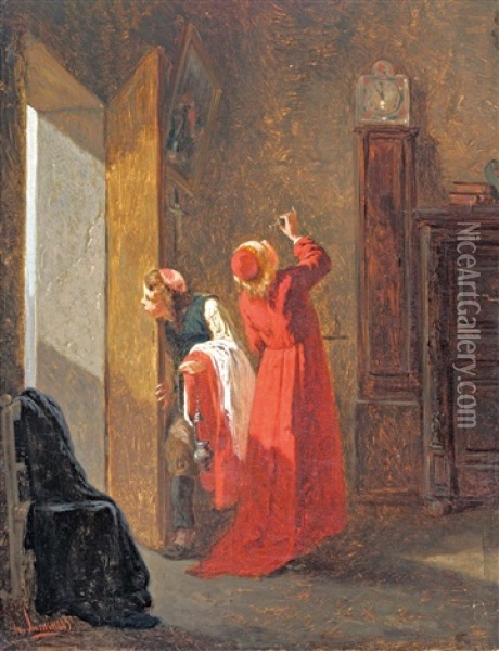 Az Eldugott Poharka Oil Painting - Evariste Vital Luminais