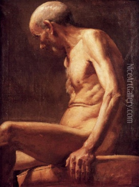 Estudio De Anciano Oil Painting - Francisco Gimeno Arasa
