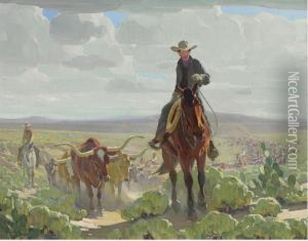 Texas Of Old Oil Painting - W. Herbert Dunton