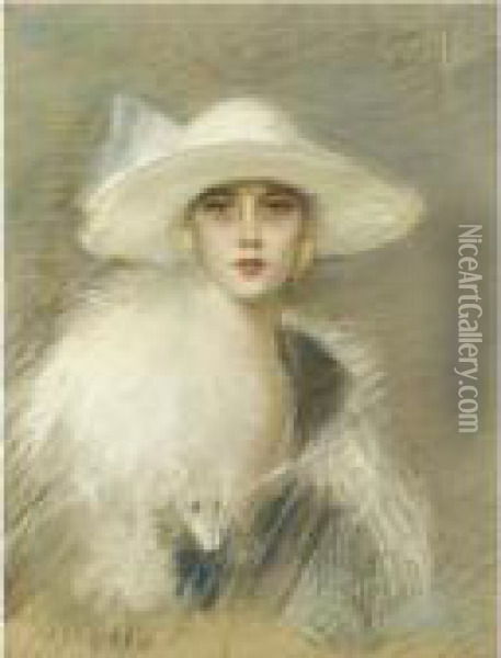 Portrait De Femme Oil Painting - Paul Cesar Helleu