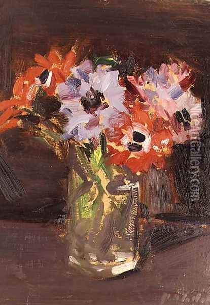 A Still Life of Anemones Oil Painting - Francis Campbell Boileau Cadell