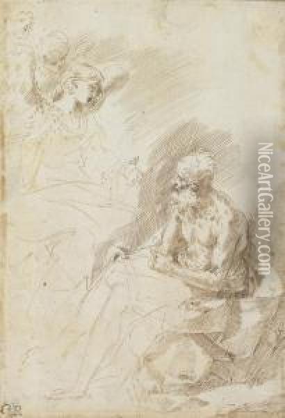 Saint Jerome Attended By Angels Oil Painting - Donato Creti