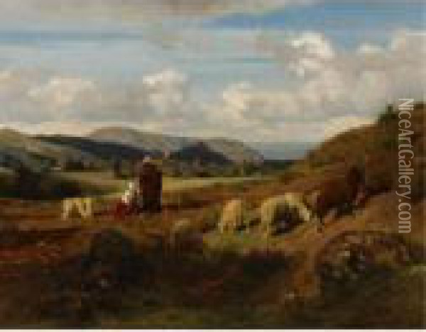 Shepherds And Their Flock Oil Painting - Rosa Bonheur