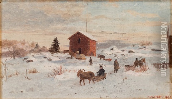 Hunger Winter Of 1872 Oil Painting - Fredrik Ahlstedt