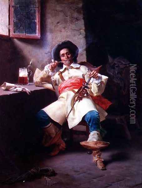 Soldier Carousing, 1874 Oil Painting - Tito Conti