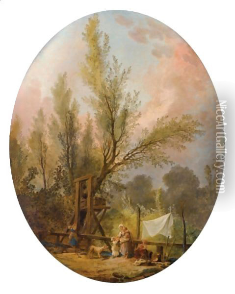 Lavandieres Pres D'Un Puits, Dit Aussi Le Puits Rustique Oil Painting - Hubert Robert