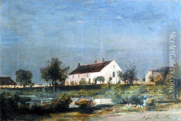 Un Clos A Courpalay Oil Painting - Eugene Antoine Samuel Lavieille
