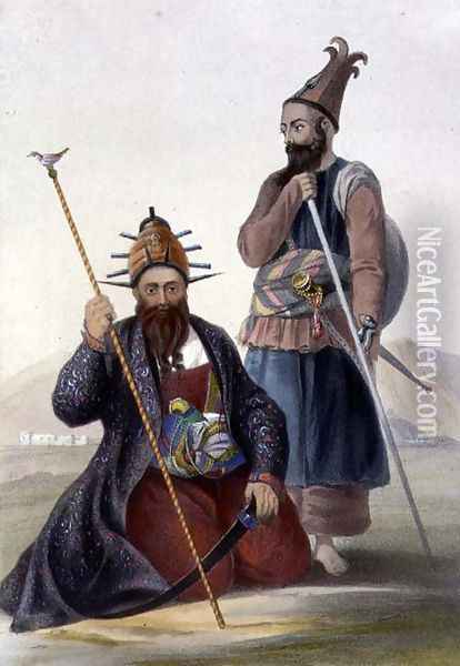 Chief Executioner and Assistant of His Majesty the Late Shah, plate 14 from Scenery, Inhabitants and Costumes of Afghanistan, engraved by Robert Carrick fl.1845 1848 Oil Painting - James Rattray