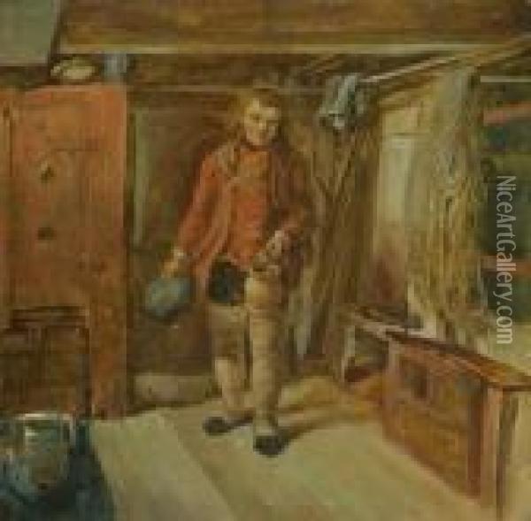 Ein Fischer In Seiner
 Stube. Oil Painting - Georg Maximilian Johann Von Dillis