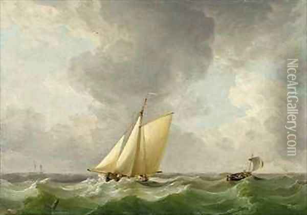 A Cutter in a Strong Breeze Oil Painting - Charles Brooking