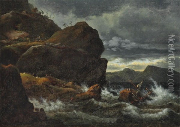 A Storm Near Kullen Oil Painting - Carl Christian Andersen