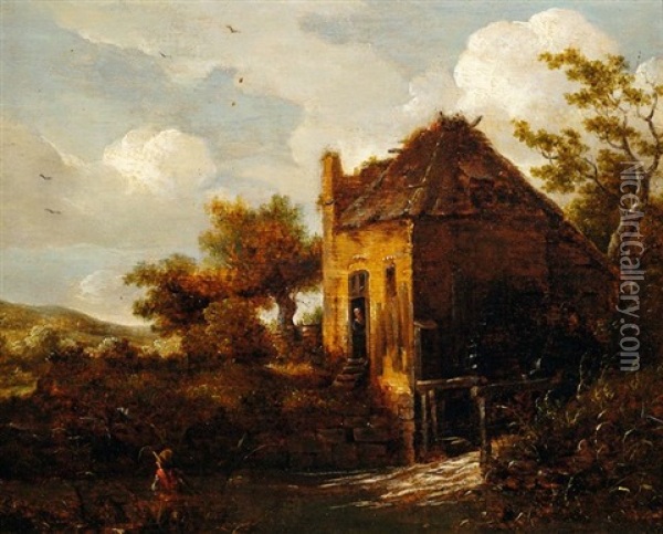 Muhle Am Fluss Oil Painting - Cornelis Gerritsz Decker